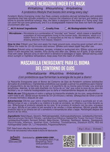 Purederm Biome Energizing Under Eye Mask (4 Pack) – Rich Biome Under Eye Patches for improving skin barrier & Moisturizing-Velvo Beauty