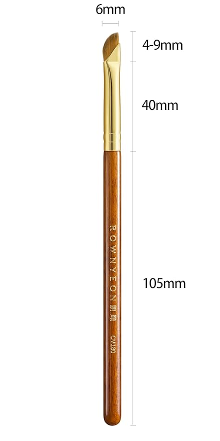 Desert Oak Series Angled Eyeliner Brush - Ultra-Fine Nylon Bristles for Razor-Sharp Gel/Liquid/Powder Lines, Anti-Smudge Design, Ebana Handle & Brass Ferrule (CM 180)-Velvo Beauty