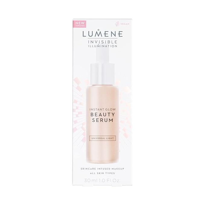 Lumene Invisible Illumination Instant Beauty Glow Serum - Sheer-Coverage Face Makeup + Brightening Serum - Infused with Nordic Algae and Vitamin E for Instant Radiance - Universal Light (30ml)-Velvo Beauty