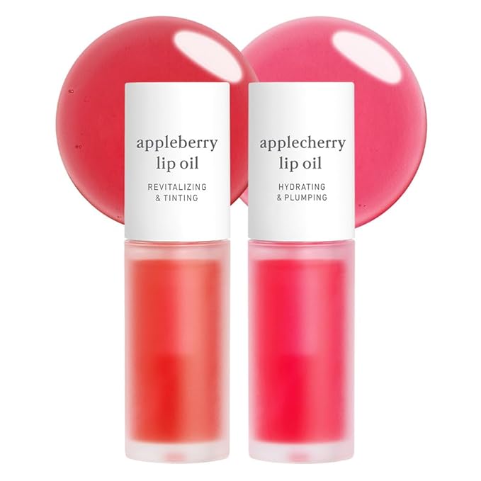 NOONI Korean Lip Oil Set - Appleberry & Applecherry | Long-Lasting, Moisturizing, Plumping, Revitalizing for Dry Lips, Waterproof, No Peel Off, 0.12 FL Oz x 2ea-Velvo Beauty