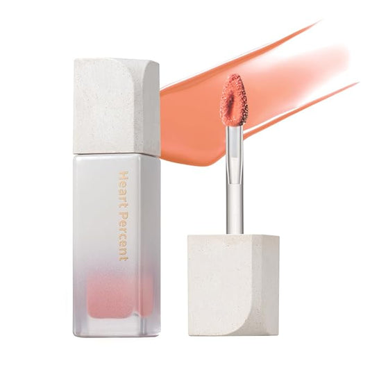 Heart Percent Dote On Mood Pure Glow Tint, Watery & Lightweight Moisturizing Lip Stain Long Lasting Liquid Lipstick 6.8g, #11. Just Coral-Velvo Beauty