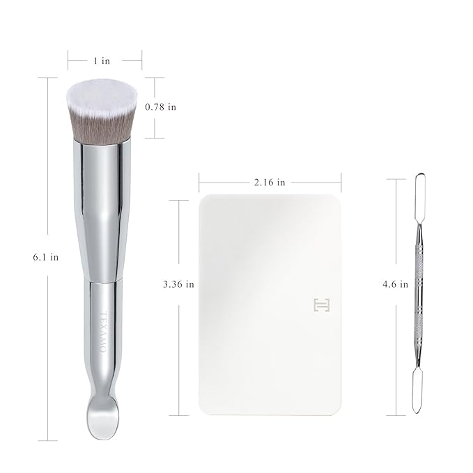 Foundation Makeup Spatula Mixing Makeup Palette Spatula Foundation Brush, Makeup Spatula and Palette Set, Spatula for Makeup Professional Makeup Tool(Foundation Bruh+Spatula+Palette)-Velvo Beauty