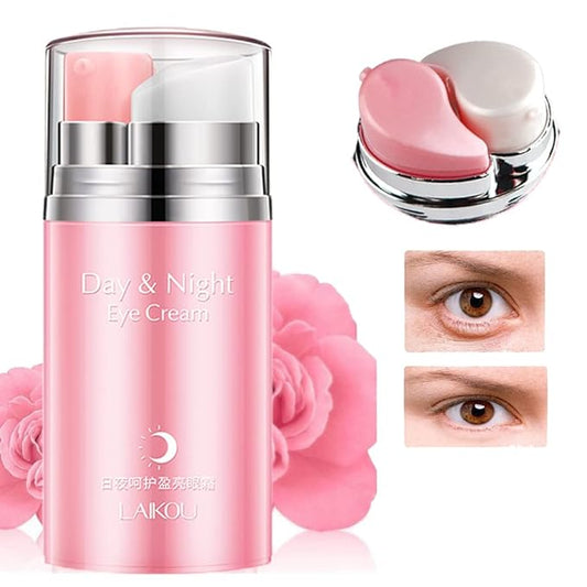 Rose Essential Oil Day and Night Eye Cream, Eye Cream for Dark Circles & Puffiness, Moisturizing Hydrating Fade Fine Lines Eye Bags Removal Dark Circles Firming Eye Skin For Women, Gift for Travel-Velvo Beauty