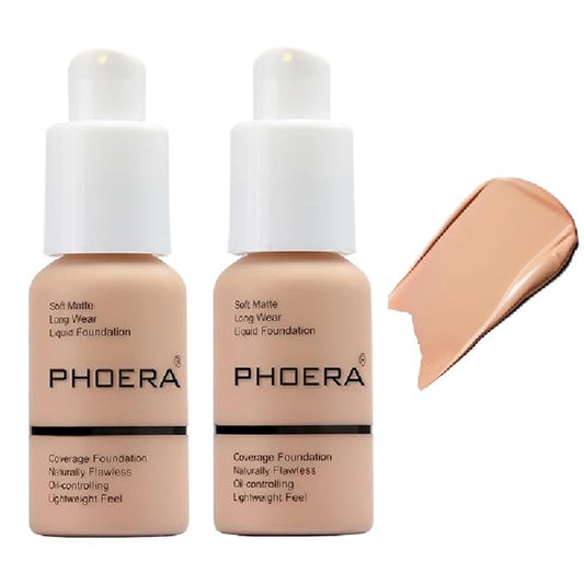 2 Pack PHOERA Foundation 103 Warm Peach Makeup,Full Coverage Foundation for Women and Girls-Velvo Beauty