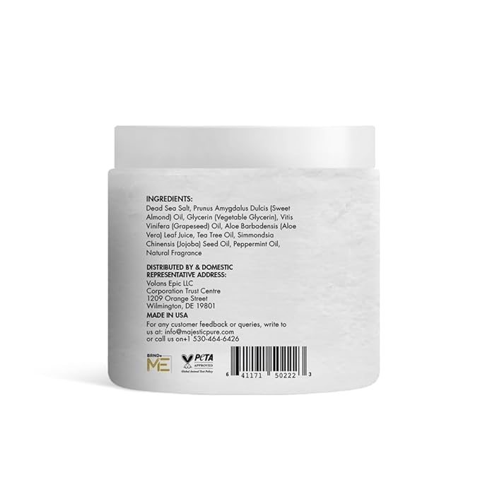 MAJESTIC PURE Tea Tree Foot & Body Scrub with Tea Tree Oil, Exfoliating Salt Scrub to Exfoliate & Moisturize Skin, Deep Cleansing - 10 oz-Velvo Beauty