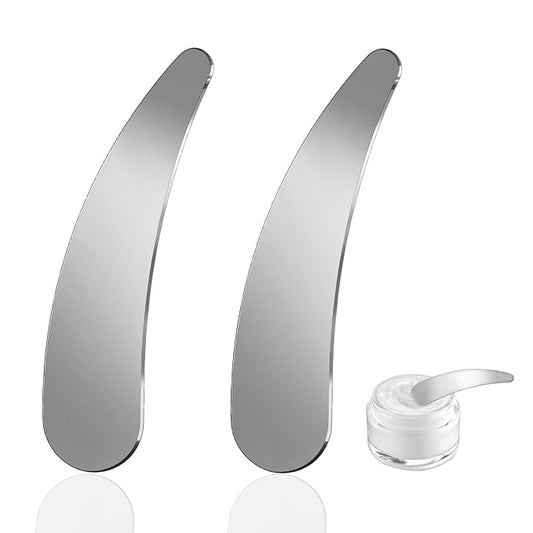 2Pcs Mini Metal Cosmetic Spatulas, Skincare SpatulaMixing and Sampling Makeup Beauty Tools for Skin Care Creams, Eye Cream, Essences Beauty Accessories(2PCS)-Velvo Beauty