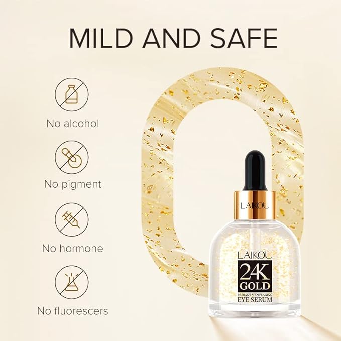 AKARY 24K Gold Eye Serum, Under-eye Firming Serum for Reduces Puffy Eyes, Dark Circles, Fine Lines, Under Eye Bags, Tightening, Hydrating Face Serum, Treatment for Skin Care with Nicotinamide and Vitamin E-Velvo Beauty
