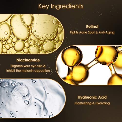 Anti Aging Eye Cream, Retinol Eye Cream Contains Niacinamide and Hyaluronic Acid, Reduces Wrinkles, Puffiness, Crows Feet and Dark Circles, 1 Oz-Velvo Beauty