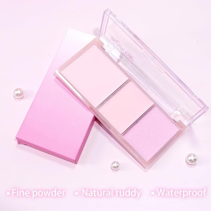 3 IN 1 Brown Nude Face Highlight Bronzer Powder Palette for Face Cheeks Contour Brightening, Buildable Matte Coverage Natural Makeup,Ultra Sculpt Nose Shadow Eyeshadow Primer-Pink-Velvo Beauty