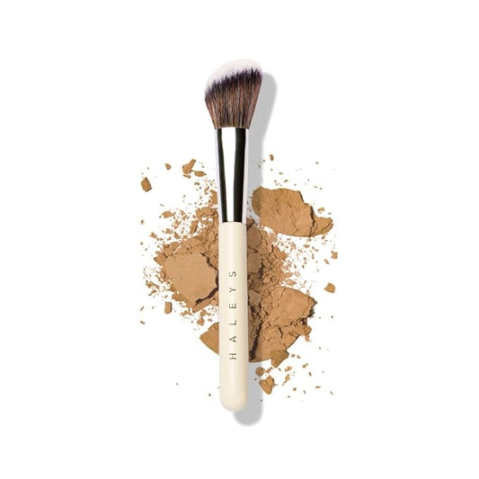 HALEYS Contour Brush VEGAN + CRUELTY-FREE, Angled & Tapered with Fluffy Bristles, Ideal for powder, cream, liquid, Use with blush, contour, bronzer, Sustainable Wood-Velvo Beauty