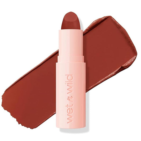 wet n wild Mega Last Rich Satin Lip Color, Rich Creamy Color with Satin Finish, Infused with Vitamin E & Moisturizing Argan Oil, Lightweight, Silky-Smooth, Vegan & Cruelty-Free - Brandy Kiss-Velvo Beauty