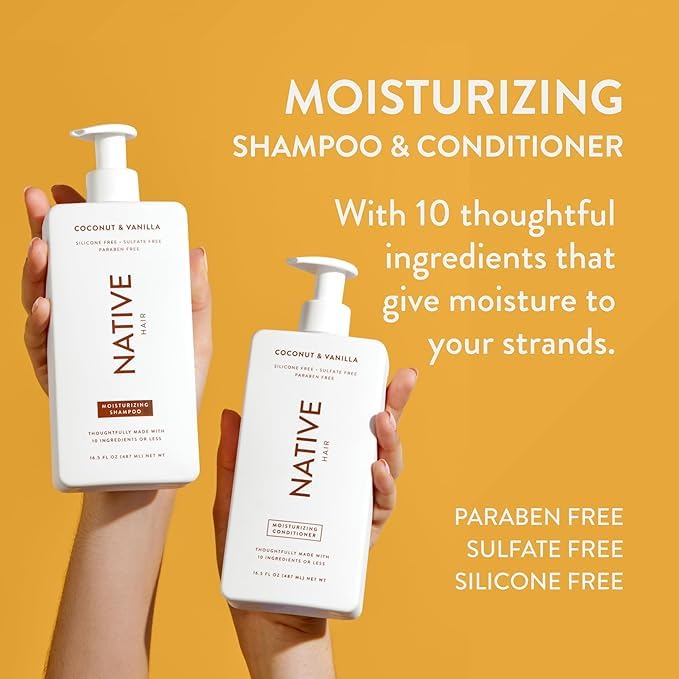 Native Coconut & Vanilla Shampoo and Conditioner Contain Naturally Derived Ingredients | All Hair Types, Color & Treated, Fine to Dry Damaged, Sulfate & Dye Free - 2-Pack-Velvo Beauty