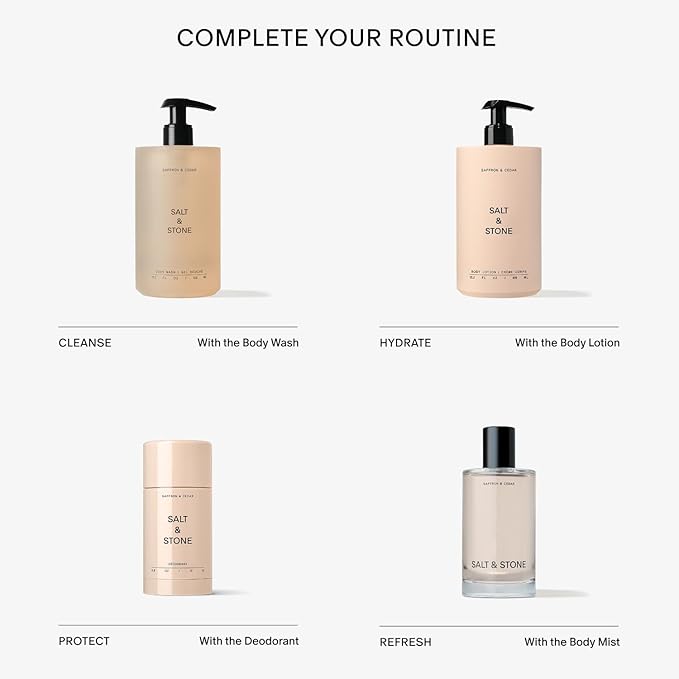 Salt & Stone Body Lotion for Women & Men | Hydrates, Nourishes & Softens Skin | Restores Dry Skin | Fast-Absorbing | Cruelty-Free & Vegan (Saffron & Cedar - 15.2 fl oz)-Velvo Beauty