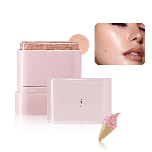 Multi-Purpose Makeup Hydrating Cream Blush Stick, Beauty Solid Moisturizer Stick For Cheek & Eyes & Lips,Waterproof Natural Moisture Smooth Blendable Matte Finish Face Blush Makeup (#03 Lce Cream)-Velvo Beauty