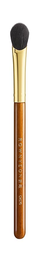 Desert Oak Series Thumb-Shaped Eyeshadow Brush - Curved Brush Head Mimics Natural Finger Contour, Premium Goat Hair & Bubinga Handle for Lid/Crease Blending (CM 170)-Velvo Beauty