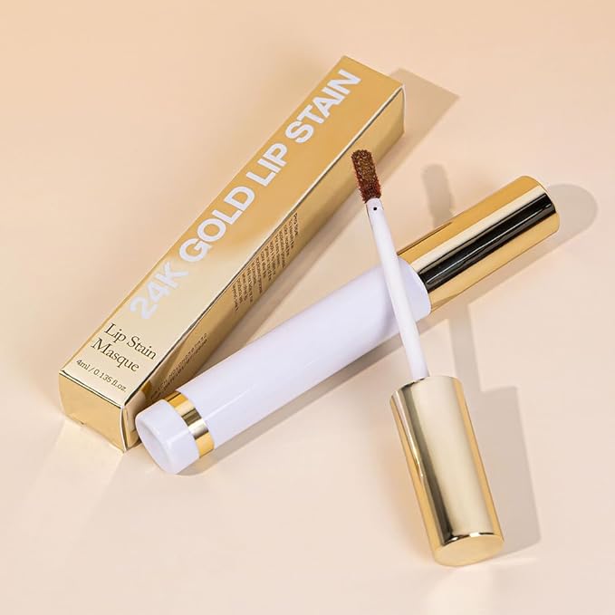 2025 New 24K Gold Liquid Lip Gloss Peel Off Lip Stain Tattoo with Tweezer, Ruby Red Lips Stain Peel Off Masque, Long Lasting Waterproof Lip Tint Stain, Transfer-proof for All Skin Types 03#-Velvo Beauty