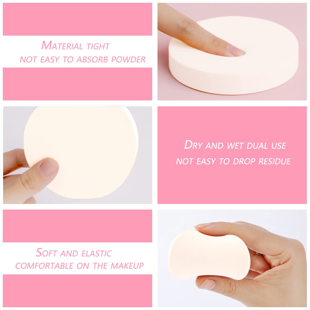 Vmiapxo 48 Pieces White Makeup Sponge, Cosmetic Sponge Round Foam Pad, Compact Facial Powder Puff, Beauty Makeup Foundation Powder Blender for All Skin Types Wet and Dry Dual Use-Velvo Beauty