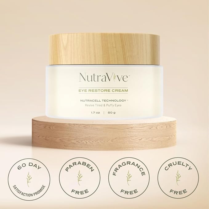 NutraVive Eye Restore Cream – Age Circle & Puffy Eyes Treatment, 1.7 Oz – Revive, Firm & Lift Tired Eyes & Reduce Fine Lines & Wrinkles – Anti-Aging Under Eye Collagen Boosting Cream.-Velvo Beauty