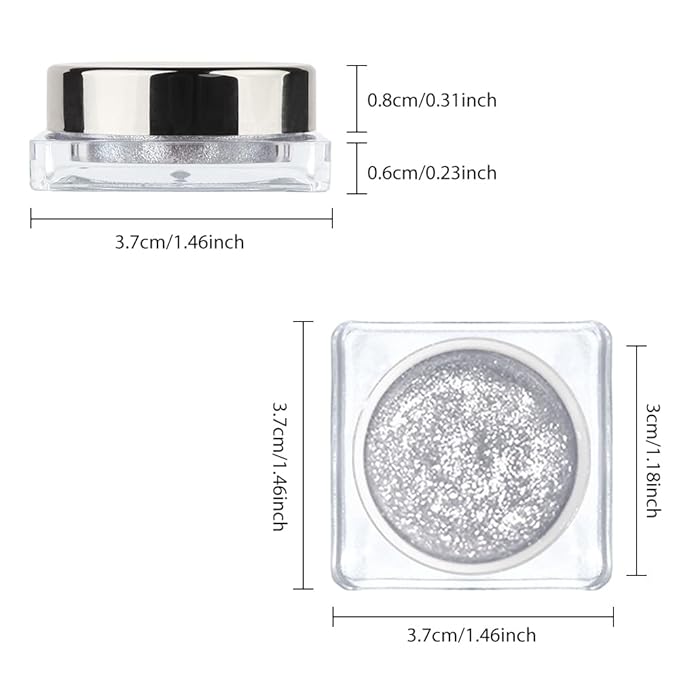 Single Glitter Eyeshadow, Shimmer Eyeshadow Palette, Korean Eye Glitter Makeup, Ultra-Blendable, Sparkle Silver Eye Shadow, Single Shade Metallic Pigmented, (Silver)-Velvo Beauty