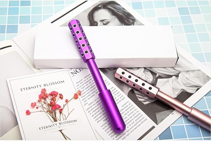 Beauty Massage Roller, Facial Massage Tool, 30 Germanium Stone Uplifting Face,Uplifting Face Massager Roller (Pink)-Velvo Beauty