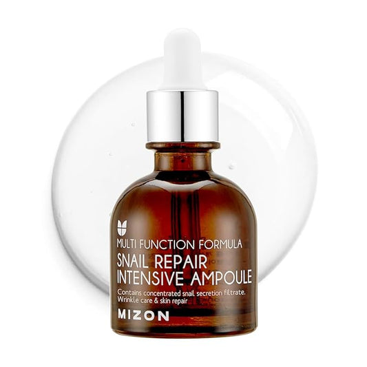 MIZON Snail Repair Intensive Ampoule with Snail Mucin, Hyaluronic Acid & Vitamin E – Hydrating & Wrinkle Care Serum for Skin Elasticity & Repair (1.01 fl oz)-Velvo Beauty