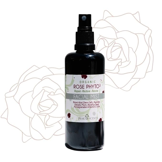 Organic & Vegan Rose Phyto³ Water Facial Spray - Moisturizing Face Mist & Setting Spray, Soothing, Hydrating Mist Rose Water For Face - Great for Facial Massaging (4 oz)-Velvo Beauty