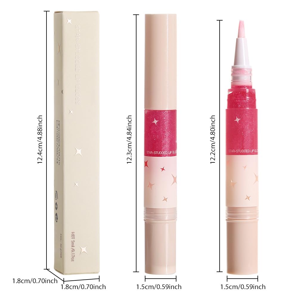 evpct 1Pcs Warm Pink Blush Red Pearlescent Shine Shimmer Glitter Lipstick Lip Gloss, Metallic Sparkly Sparkle Glossy Lip Gloss Tint Stain Liquid Lipsticks Makeup Set for Women Long Lasting Waterproof-Velvo Beauty