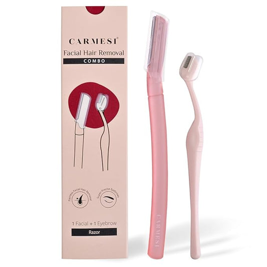 Facial Hair Removal Combo with Face Razor + Eyebrow Razor | Painless & Precision Face Hair Removal | for Eyebrows, Upper Lip, Peach Fuzz & Forehead-Velvo Beauty