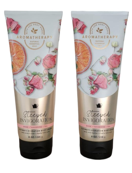 Bath and Body Works Aromatherapy Ultimate Hydration Body Cream 8 Oz. 2 Pack (Rose Tangerine Tea)-Velvo Beauty