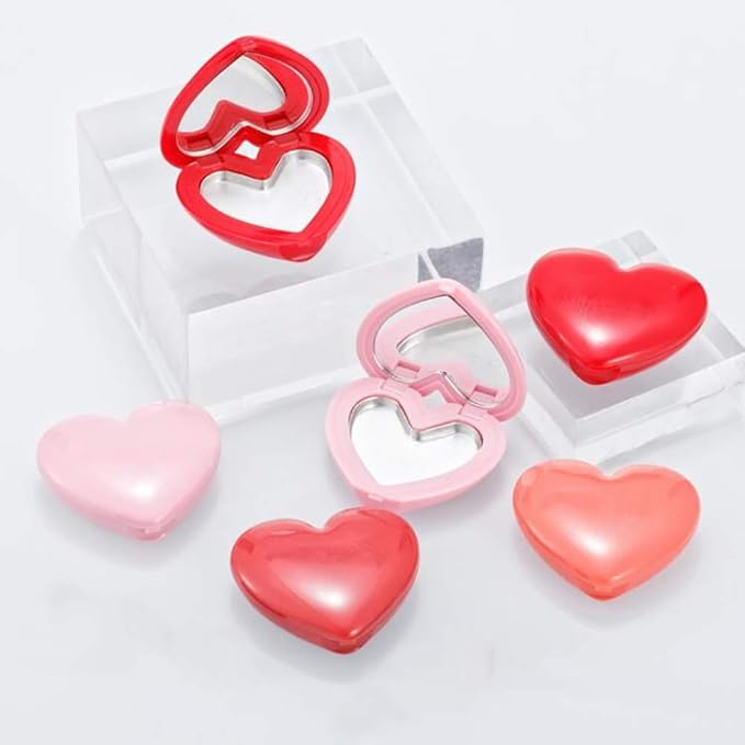 RONRONS 8 Pack Empty Eyeshadow Palette Mini Heart Shaped Lipstick Container Case DIY Cosmetics Container with Mirror-Velvo Beauty
