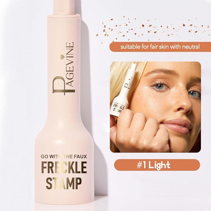Freckle Stamp Pen, Fake Freckle Stamp Makeup Tool, Faux Freckle Stamp with Quick Dry 5-Point Multi-Prong Soft Tip, Waterproof & Long Lasting Lifelike Sunkissed Face Freckle Makeup (1# Light)-Velvo Beauty