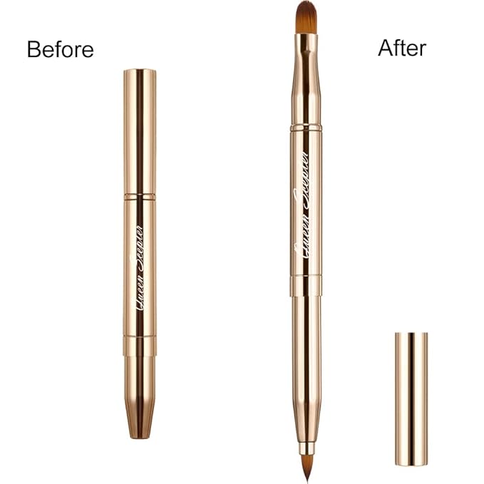 Retractable Eyebrow Eyelash Lip Brush Makeup Brush Double-Sided Soft With Cap Concealer Eyeliner For Travel Cosmetic Brushes, gold color-Velvo Beauty
