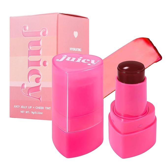 Cooling Water Jelly Tint Stick,Multi-Use Juicy Love Blush, 3-In-1cheek Blush & Eyeshadow & Lip Tinted Long-Lasting Moisture Stick,Bouncy Jelly Texture,Creates A Moist Watercolor Effect (#04, 0.32oz)-Velvo Beauty