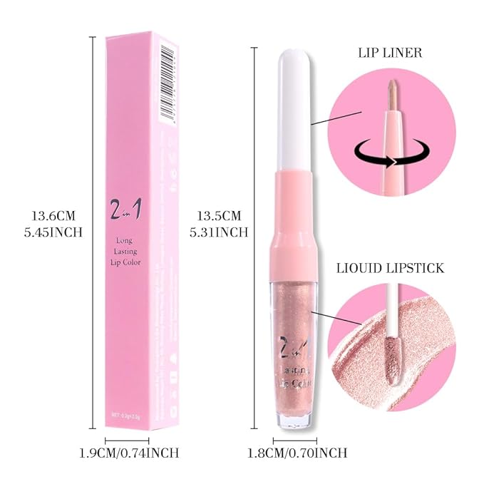 evpct Champagne Gold Metallic Glitter Lip Liner and Lipstick Combo Lip Gloss Stain Set Makeup for Women Long Lasting Waterproof 24, Blonde Frosted Metallic Shimmer Glossy iridescent Liquid Lipstick 05-Velvo Beauty