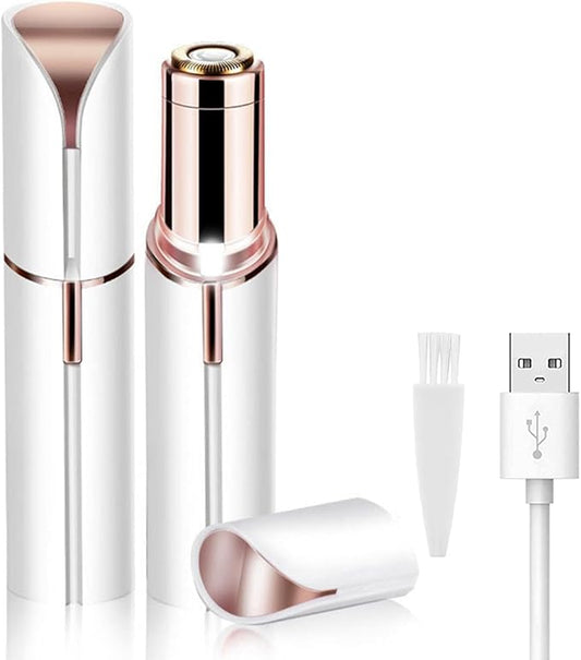 Facial Hair Removal for Women, Mini Hair Remover, Electric Razor Shaver Portable Bikini Epilator for Lips, Chin, Armpit, Peach Fuzz, Fingers, Neck, Cheek and USB Rechargeable (White)-Velvo Beauty