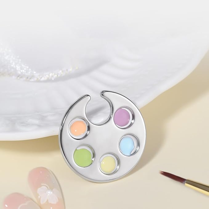 4 Pack Mini Nail Paint Art Palette Finger Rings Metal Manicure Palette Tools Makeup Palettes-Velvo Beauty