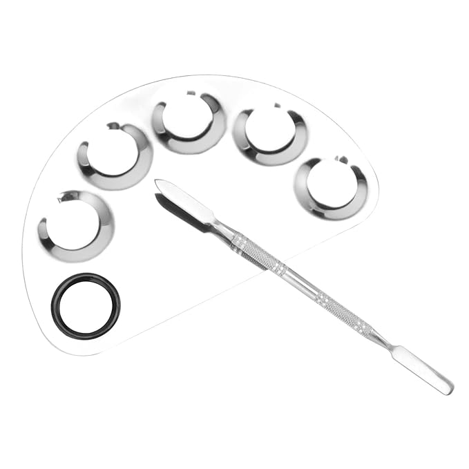 4 Pack Metal Makeup Palette, Makeup Mixing Palette with Spatula Makeup Palette Mixer Tray for Color Mixing and Makeup, Silver(2 Sizes)-Velvo Beauty