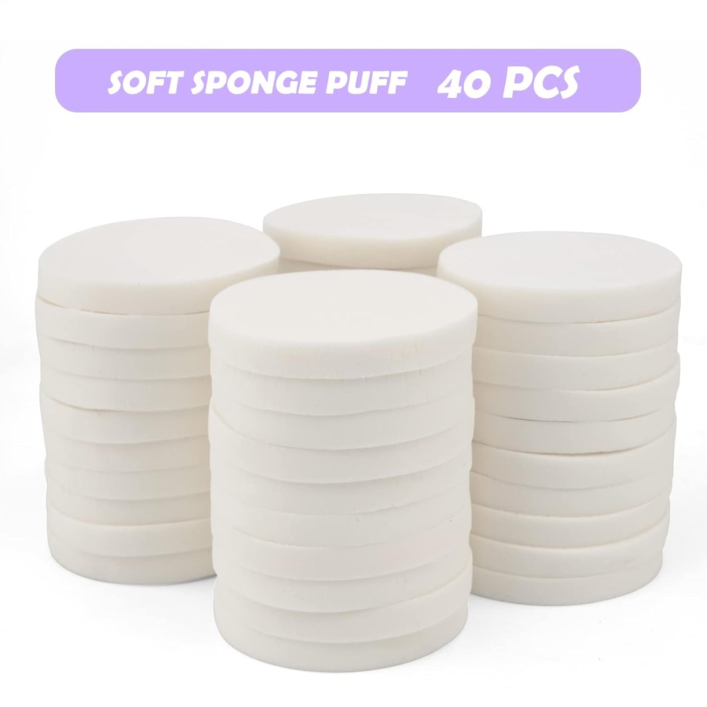 40 PCS Makeup Blenders Sponges Set, Use for Dry and Wet, Perfect for Full Face Curve Blending, Cream, Liquid, Powder Foundation Cosmetics, Latex Free & Soft & Flexible, Round-Velvo Beauty
