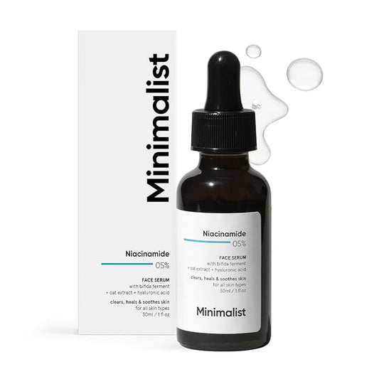 Minimalist 5% Niacinamide Serum for Clear Glowing Skin | With 1% Hyaluronic Acid for Hydration | Pore Minimizer for Face | Clears Acne Marks & Blemishes | For Women & Men | 1 Fl Oz / 30 ml-Velvo Beauty
