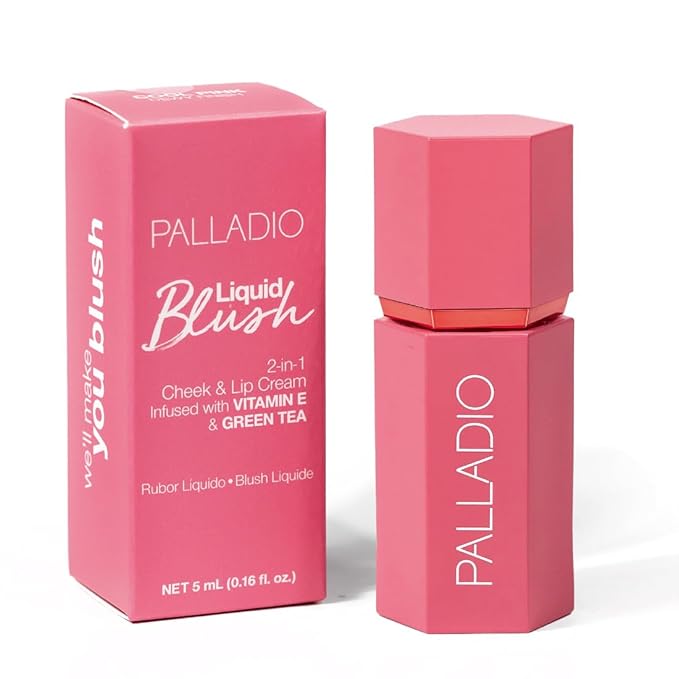 Palladio Liquid Blush for Cheeks & Lips 2-in-1 Makeup Face Blush, Weightless Cream Formula, Smudge Proof Long-Wearing Pigmented Blush, Natural Look Makeup Face Blushes, Dewy Finish, Cool Pink-Velvo Beauty