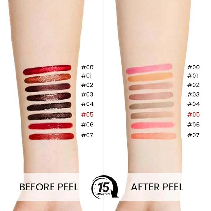 Peel Off Matte Liquid Lip Gloss Stain-Lip Liner with Tweezer, Dark Brown Peel Off Lip Stain, Long Lasting & Waterproof Lipstick Tattoo, Transfer-Proof Lip Gloss for All Skin Types (05#, 1Pcs)-Velvo Beauty