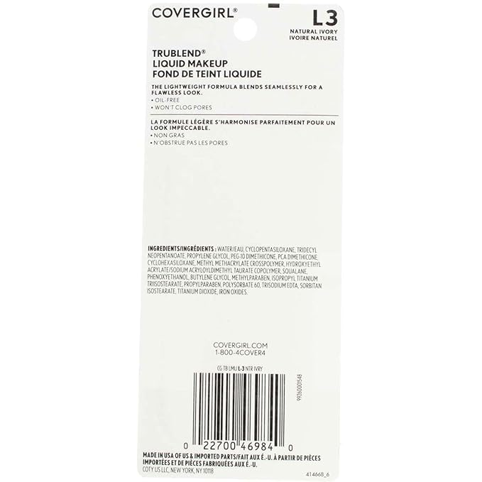 COVERGIRL Trublend Oil-Free Liquid Foundation, Lightweight, Dewy Finish, 1 Fl Oz, Hydrating Foundation, Moisturizing Foundation, Cruelty-Free Foundation, Blends Seamlessly, Won't Clog Pores-Velvo Beauty