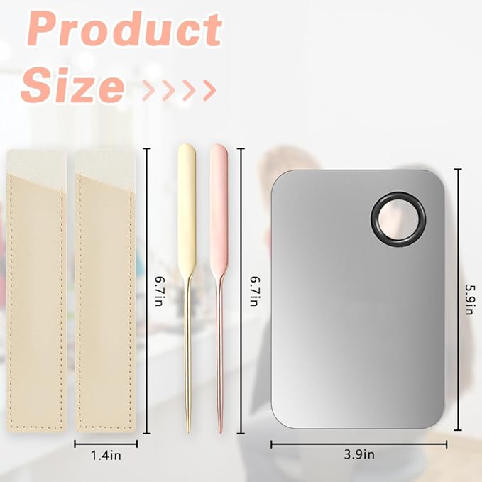 5PCS Makeup Mixing Palette, Stainless Steel Cosmetic Makeup Palette With Spatula Makeup Artist Tool, Professional Cosmetic Mixing Makeup Palette For Mixing Eye Shadow/Eyelash/Nail Art/Foundation-Velvo Beauty