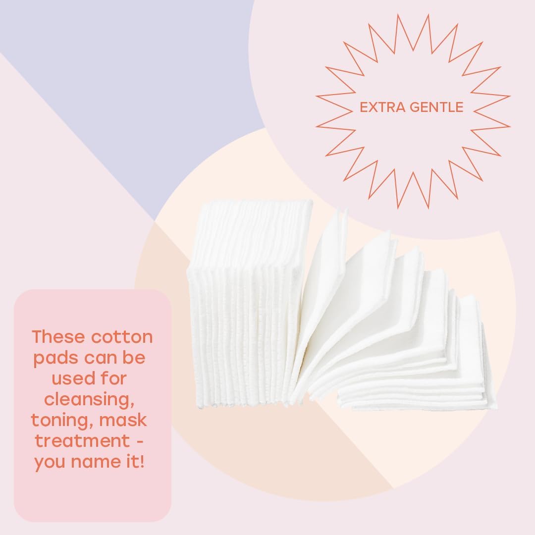 White Rabbit - Naked Cotton Classic - Premium Facial Cotton Pads - for Makeup Remover, Toner, Mask - 100% Cotton, Unbleached, Lint-Free - Extra Soft & Durable - Natural & Cruelty-Free - 100 Count-Velvo Beauty