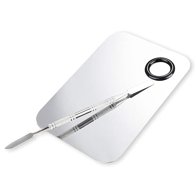 Makeup Mixing Palette, Upgrad Stainless Steel Metal Mixing Tray with Spatula Artist Tool for Mixing Foundation Nail-Art-Velvo Beauty