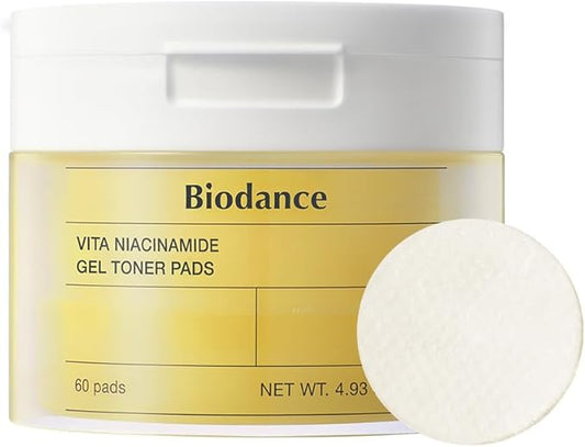Biodance Vita Niacinamide Gel Toner Pads, Dark Spot Corrector, Evening Skin Tone, Hydrating for Sensitive Skin, Gentle Exfoliating Toner Pads, Korean Skincareㅣ4.93 fl.oz.(140g)*60Pads-Velvo Beauty