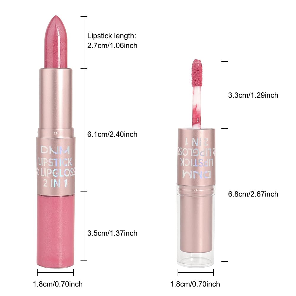 evpct 2 in 1 Rose Pink Glitter Metallic Shimmer Diamond Lipstick and Lip Gloss Set for Women Long Lasting Waterproof, Baby Nude Pink Sparkle Glitter Shiny Lipstick and Lip Liner Makeup Set, 06#-Velvo Beauty