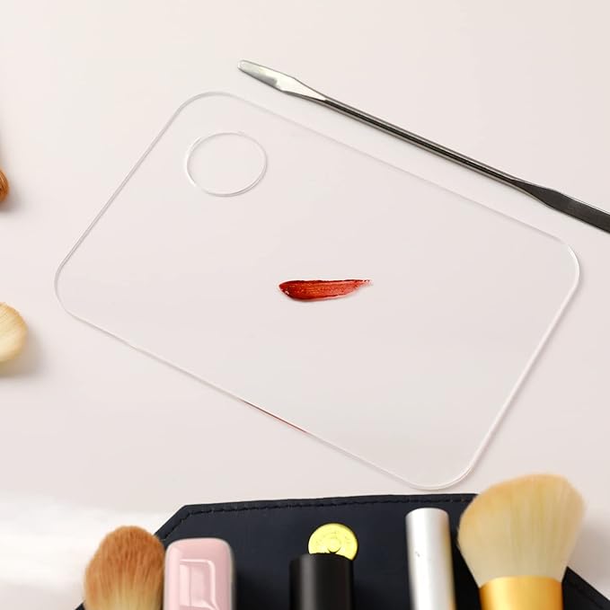 2PCS Acrylic Cosmetic Palette with 2PCS Spatula Tool,Makeup Palette Mixing Tray Apply for Foundation Eye Shadow Lipsticks Nail Art Professional Pigment Blending-Velvo Beauty