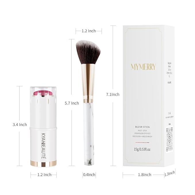 Blush Stick, Cream Blush for Cheeks and Lip Tint, Dewy Finish, Buildable & Blendable Color, Lightweight & Long-Lasting Formula| Rosemary-Mauve & Angled Blush Brush(0.53fl.oz)-Velvo Beauty
