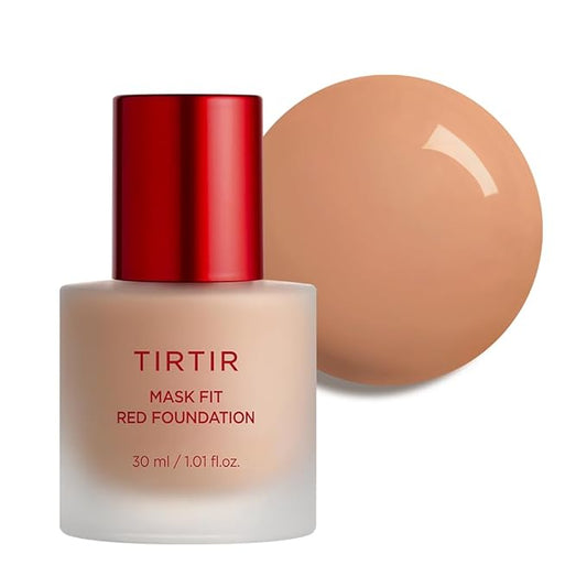 TIRTIR Mask Fit Red FoundationㅣLong Lasting Flawless Coverage, Energy Essence, Lightweight, Hydrating, Pore-Blurring, Breathable Satin Finish, Makeup, Radiant Skin, #33C Hazel, 1.01 Fl Oz-Velvo Beauty
